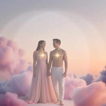 para ze swiatlem w sercach otoczona blaskiem